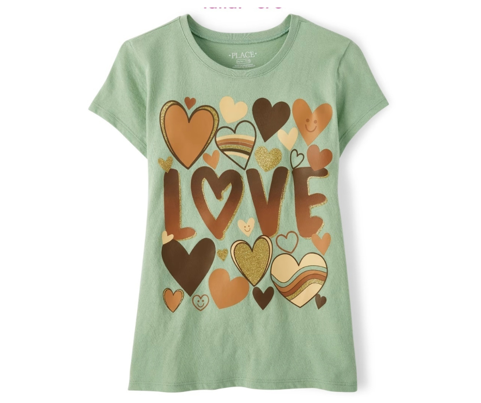 Camiseta Con Estampado De Corazones De Amor Para Niñas