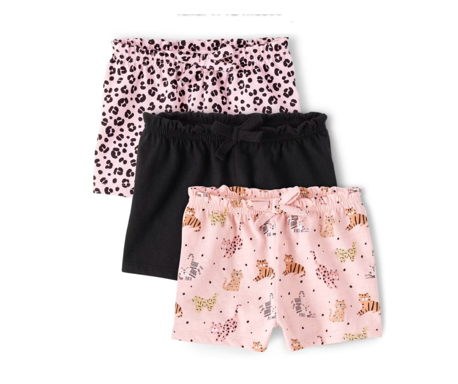 Pack De 3 Pantalones Cortos De Leopardo Para Bebé Niña