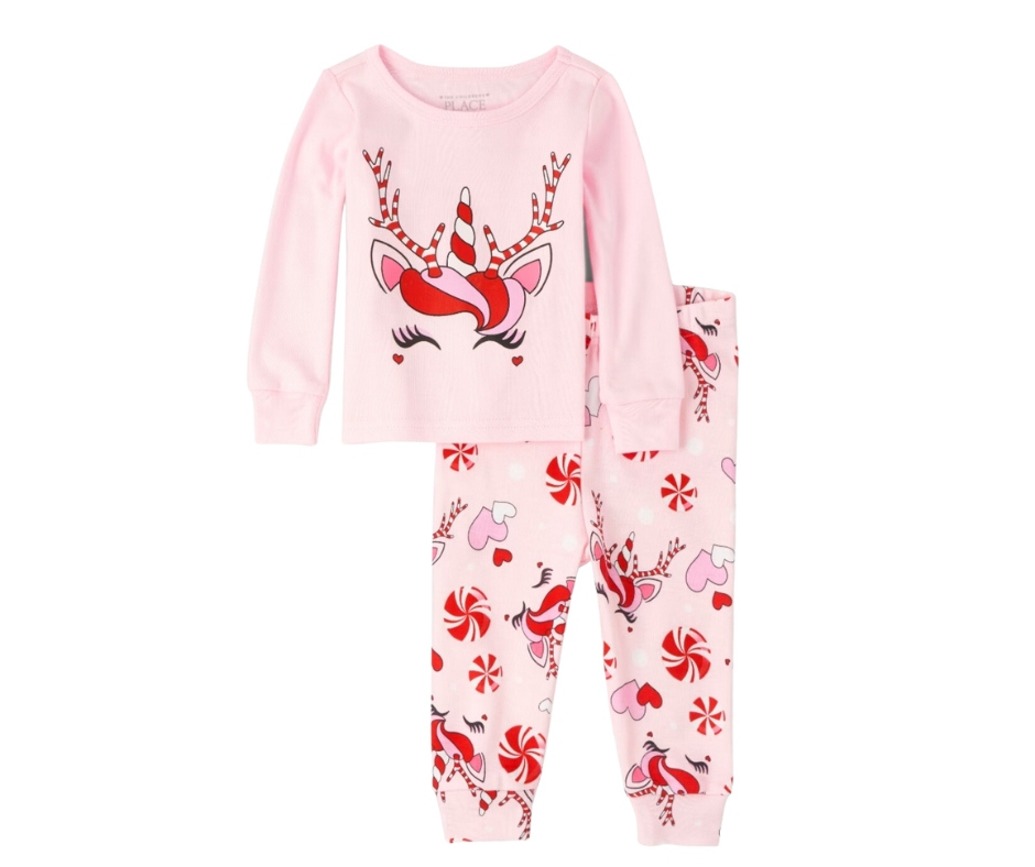 Pijamas de Algodón Con estampado Unicornio Navideño
